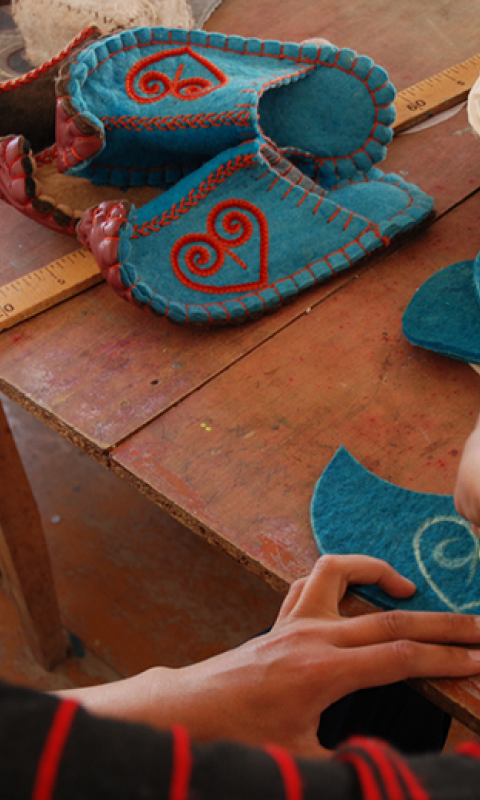 Felt crafting Kyrgyzstan