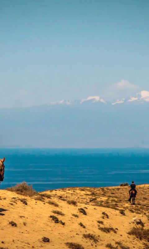 Horse riding at Lake Issyk-Kul