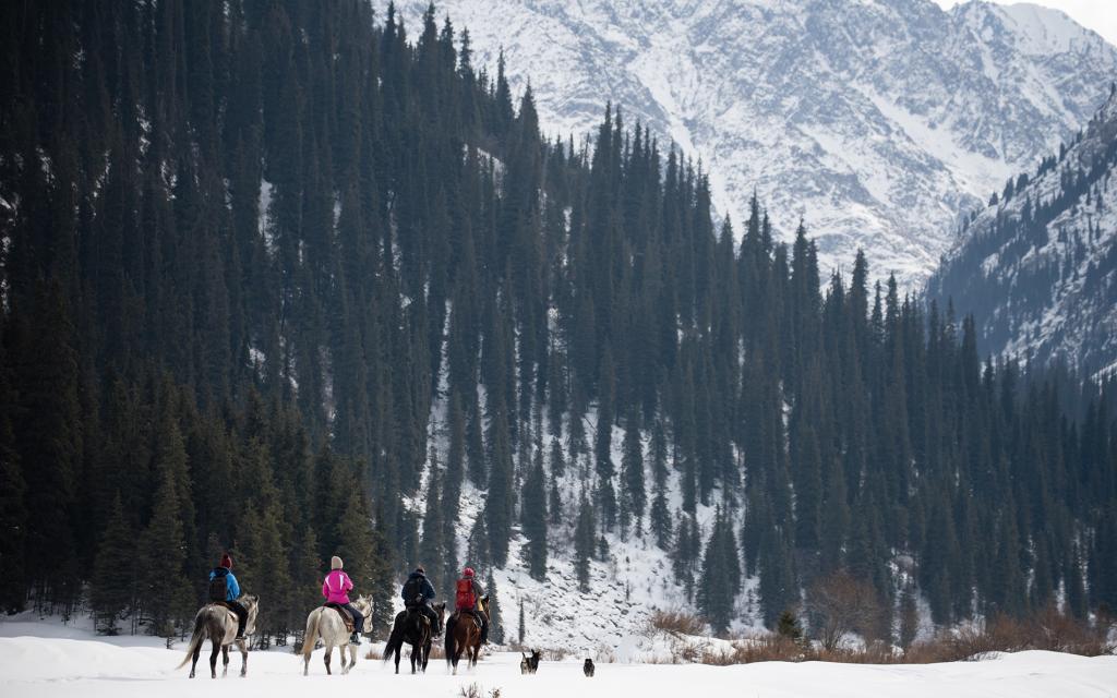 Horse riding at Karakol Valley, Winter Kyrgyzstan